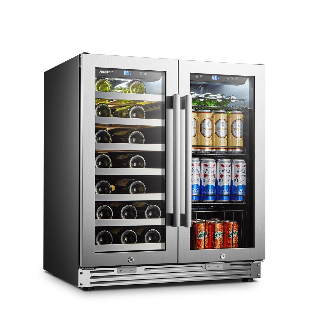 LanboPro Stainless Steel Dual Zone Wine and Beverage Combo Cooler 31